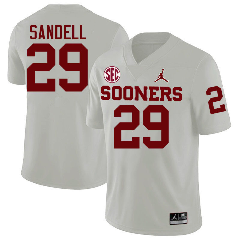 Oklahoma Sooners #29 Tate Sandell College Football Jerseys,Uniforms-White